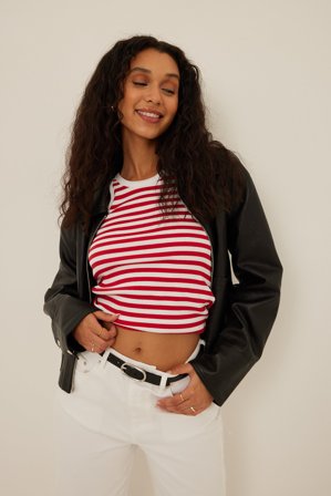 NA-KD Basic Ripp-Tank-Top - Sommer Oberteile - Stripe - X-Small