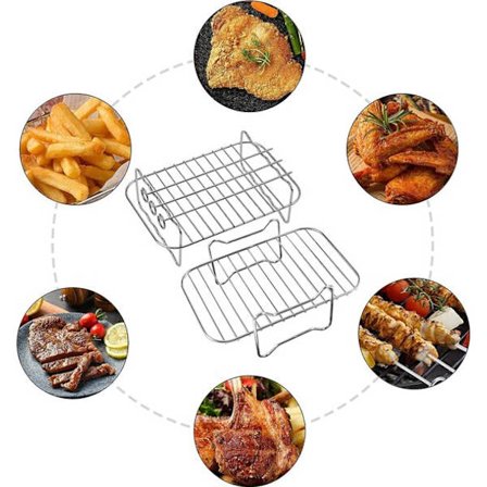 Dual-zone airfryer-rist med to plader - dehydrator-rist - rustfrit stål