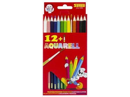 SENSE Akvarellpenna sexkantig pennkropp 12 färger - Lyreco - Skola och förskola - Pennor och tillbehör - Färgpennor - Akvarell