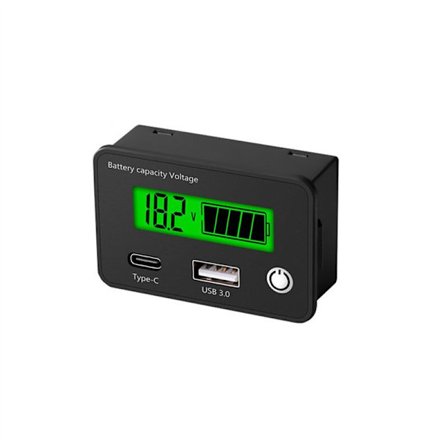 DC8-30V Batterikapacitetsindikator Blysyre Lithium Batterier Tester Niveau USB 3.0 Digital Voltmeter Voltmeter Grøn