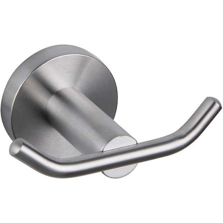 Badeveggkrok i rustfritt stål, egnet for bad og kjøkken, moderne hotell-stil, veggmontert, børstet finish