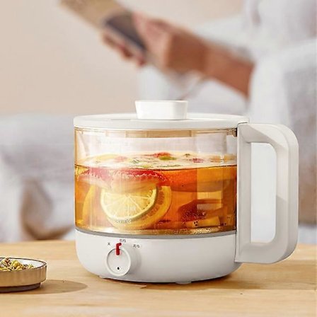 1.2L Multifunksjonell Elektrisk Gryte Bærbar Riskoker For Studenthybel Justerbar Borosilikatglass Elektrisk Varm Gryte 220V (FMY)