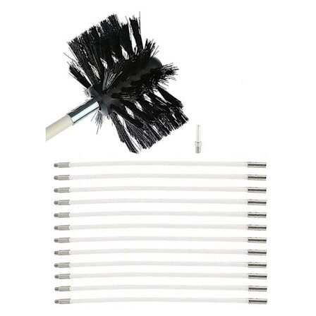 Røgrørsbørste 12 stænger 610 mm | Fleksible nylonstænger og børstehoveder | Skorstensrensningssæt, Kanalventilationsrensningssæt (FMY)