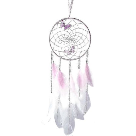 Fjärilar Drömfångare Handgjord Färgstark Fjäder Drömfångare Väggdekoration För Flickor Barnrum Sovrumsdekoration Välsignelsegåva (Rosa)