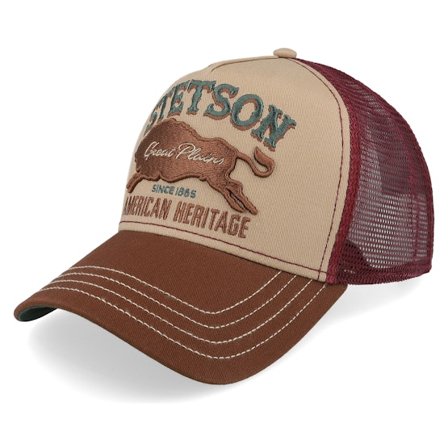 Stetson - Bege trucker Boné - Great Plains Brown/Wine A-Frame Trucker @ Hatstore