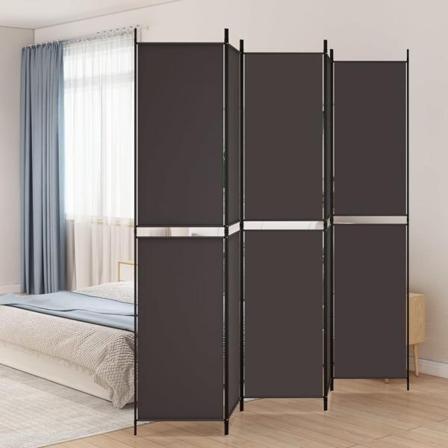 Vidaxl Rumsavdelare 5 Paneler Brun 250x220 Cm Tyg Brun