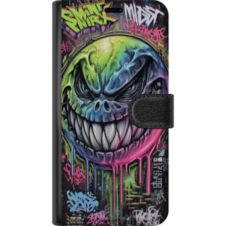 Kompatibel Tegnebogsetui til Motorola Edge 50 Fusion Farverig graffiti illustration af en ondskabsfuldt smilende monsteransigt med dryppende neonfarve