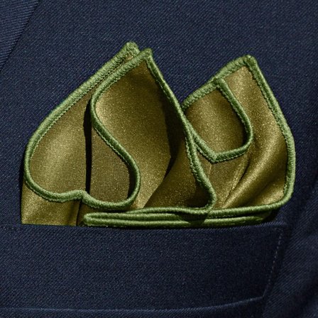 Pochette de costume classique vert olive pour hommes - Pochettes de costume de couleur unie