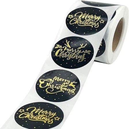 Splendid Rundt Glædelig Jul Klistermærke Tak Kort Gaveæske Emballage Stempel Etiket til Håndlavede Lykønskningskort, Indpakninger, Godteposer, 