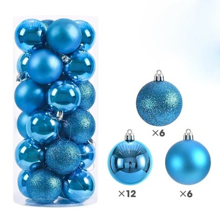 24 stk. 3/4/6 CM Julekuler Store Baller Juletre Anheng Ornamenter for Festdekor 2025 Nyttår Navidad Gaver Tilbehør Blå