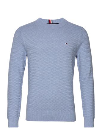 Cross Structure Crew Neck Neulepaita Pyöreä Kaula-aukko Sininen Tommy Hilfiger