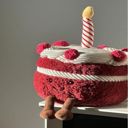 Jellycat Bartholomew Kosedyr, Myk og Komfortabel, Perfekt for Barn, Valentinsdagsgaver, Samleobjekter, Rød Fløyelskake 12cm