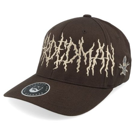 Bearded Man - Brun flexfit Keps - Big Death Metal Logo Wooly Combed Brown Flexfit @ Hatstore