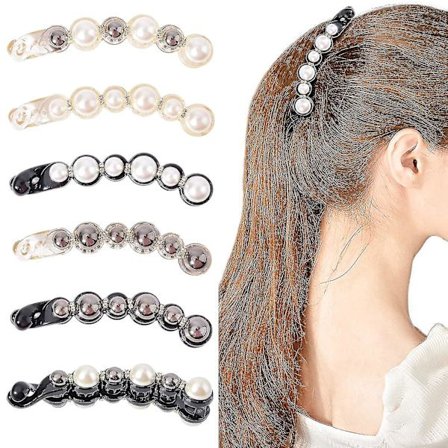 6 stk. perlehårklemmer, bananklemmer til tykt/fint hår, rhinestone kæbeklemmer til kvinder og piger