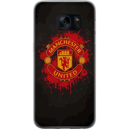 Kompatibelt Mobildeksel til Samsung Samsung Galaxy S7 Manchester United logo i rød og gul farge med røff sportslig bakgrunn