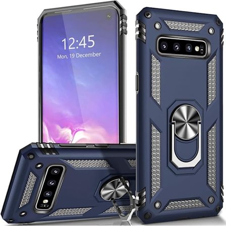 Samsung Galaxy S10 plus mobiltelefondeksel, militær støtsikker deksel pass, 15 fot falltest beskyttende deksel, med magnetisk støtte og kjøretøy
