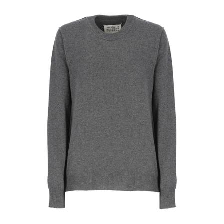 Maison Margiela Round-neck Strik Grå, Dame Striktrøjer, Størrelse: XS