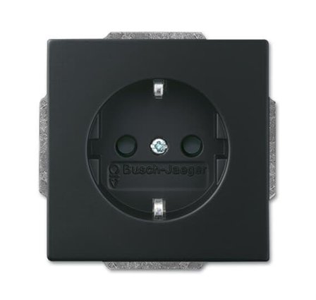 ABB Impressivo 20EUCBLI-885 Seinäpistorasia mattamusta, LED-valo, Kytkimet & pistorasiat