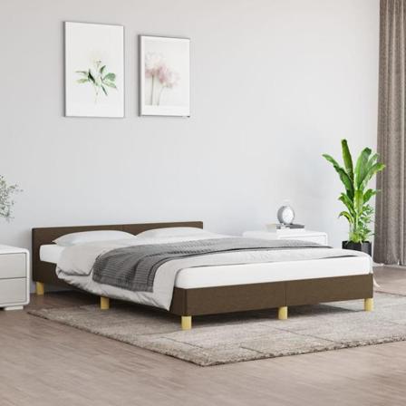 Vidaxl Sängram Med Huvudgavel Mörkbrun 140x200 Cm Tyg Brun