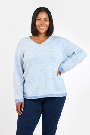 CISO - Langærmet Strik - Lys Blå Melange