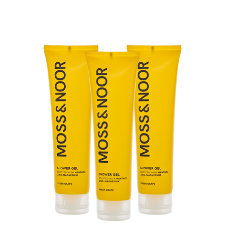 Moss & Noor After Workout Shower Gel Fresh Grapefruit 150 g 3-pack zink