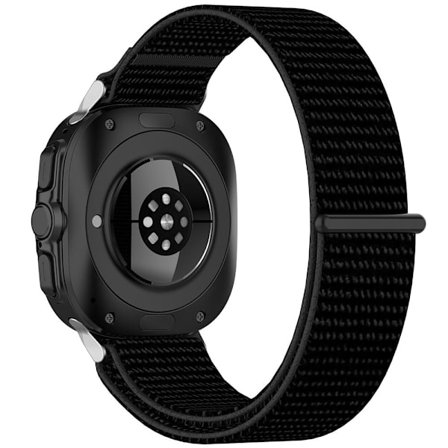 KALEBOL Samsung Galaxy Watch Ultra 47mm klockarmband Magic Tape Flätat nylonarmband - Svart