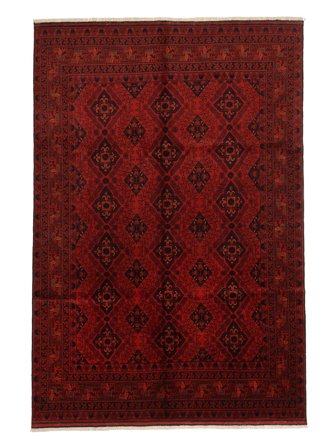 Anudada A Mano Afghan Khal Mohammadi Alfombra 201X295 De Lana Negro/Rojo Oscuro