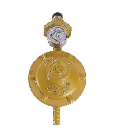 Propan Gasregulator med Tryckmätare Manometer Nivåmätare för Grill Campingspisar Husvagn VVS (gul)