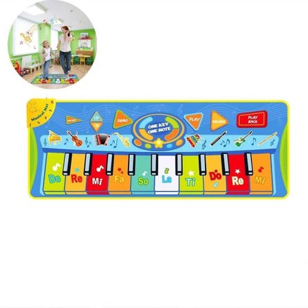 Pianomatte for barn, dansematte, musikkmatte, pianomatte, keyboardmatte, 10 pianotangenter, 8 instrumenter, sklisikker