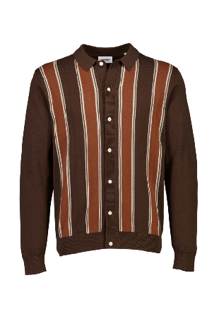 Lindbergh Knitted polo cardigan L/S Knit Tröjor Herr Brun S