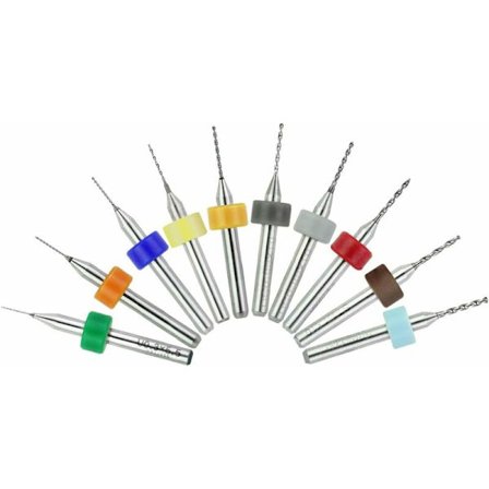 10 st PCB karbid mikroborr Diameter 0,3 mm till 1,2 mm Skaft 1/8" Små Mini Tiny Tungstenspets Twist Auger Uppborrning Miniatyrhål Borr för