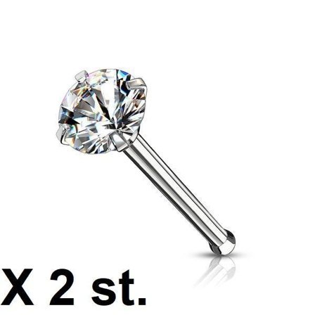 Obs 2 Näspiercing i IP-pläterad 316L stål med 3 mm Rund vit CZ
