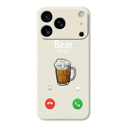 Skall til iPhone 17 Pro Max Ølmønster Trykk Rett Kant TPU Telefon Bakside Beige