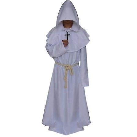 Mænd Munk Hooded Robe Kappa Cape Friar Middelalderlig Præst Cosplay Kostume V