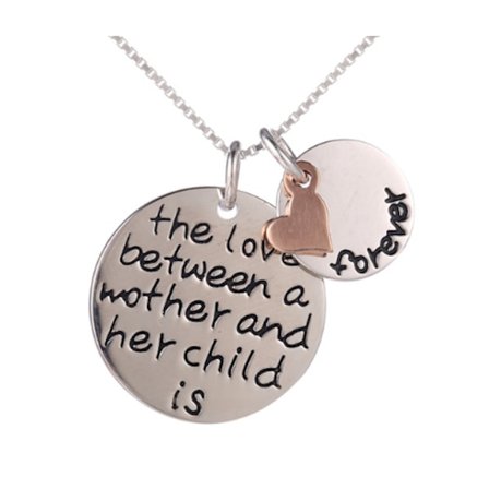 Halsband med berlock texten "the love between a mother and her"