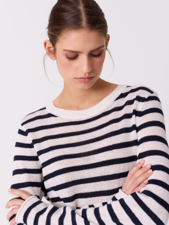 MATCH - Catrin genser - Jean Paul - Str. M - Dame - Gensere & Cardigans - Blå - 48% bomull, 27% lin og 25% ramie