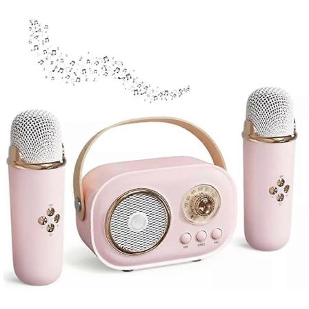 Bluetooth-høyttaler med 1-2 trådløs mikrofonstøtte Karaoke TF-kort FM-avspilling HIFI Bass Håndfri samtale Bursdagsgave til barn