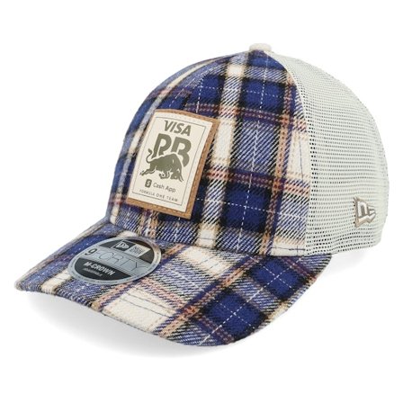 New Era - Motor Blau trucker Cap - RB F1 25 Austin Team 9FORTY M Crown Navy Plaid/Stone Trucker @ Hatstore