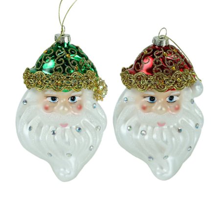 Jultomten Ansikte Glas Julgransprydnad 2st