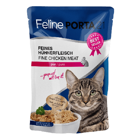 Porta21 - Feline Pure Chicken Cat Pouch 100 g - Katt - Kattefôr & kattemat - Våtfôr og våtmat - ZOO.no