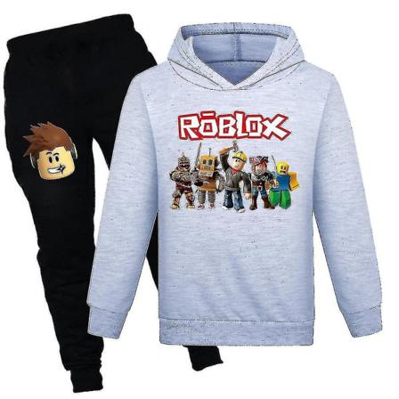 7-14 år Barn Tonåringar Roblox Pullover Hoodies Sweatpants Outfit Set Jogging Tracksuit Sweatshirt Set Gåvor Grey 13-14Years