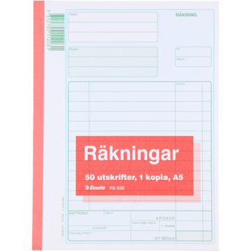 Regningsblokk A5 2x50 Ark