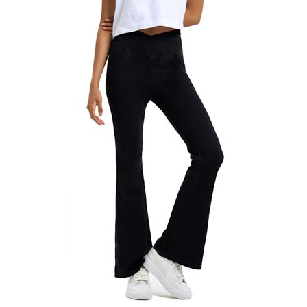 Hög midja slimmande korsningsväska Denim fitness utsvängda byxor dam stretch tight sport yoga utomhus fritidsbyxor