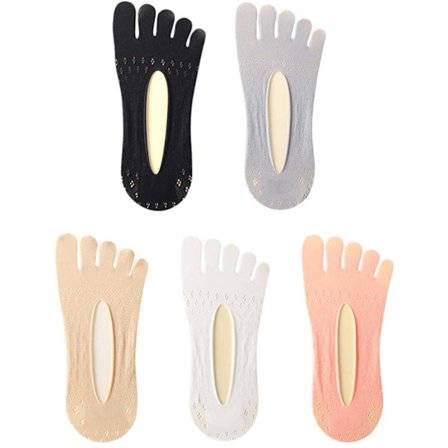 5 par med fem-fingersokker Pustende Lav Kutt Fargede Sokker Usynlige Tær