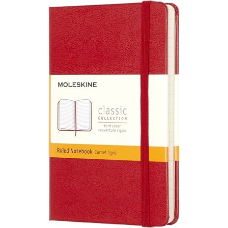 Classic Hard Cover Notebook Pocket Red Ruled