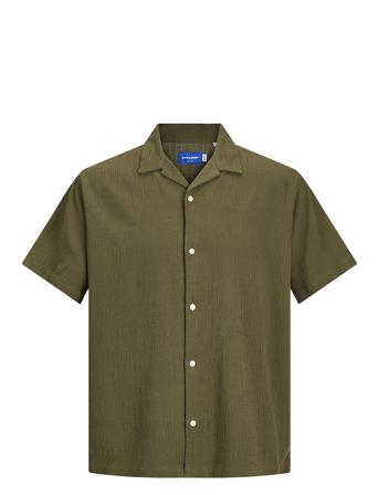 Jorluke Crinkle Resort Shirt Ss Sn Tops Shirts Short-sleeved Green Jack & J S