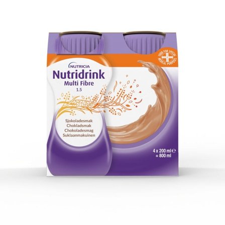 Nutridrink Multi Fibre næringsdrikk sjokolade 4x200 ml