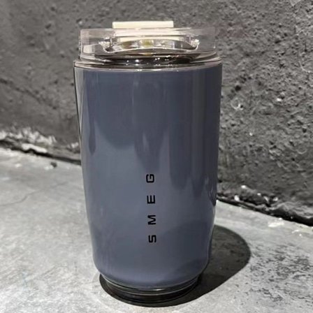 Kahvimuki, Eristetty Muki Juoma-astia 351ml, Suuri Tilavuus Matka-kahvikuppi Kannella Kylmille ja Lämpimille Juomille Harmaa 7.65cmx7.65cmx14cm