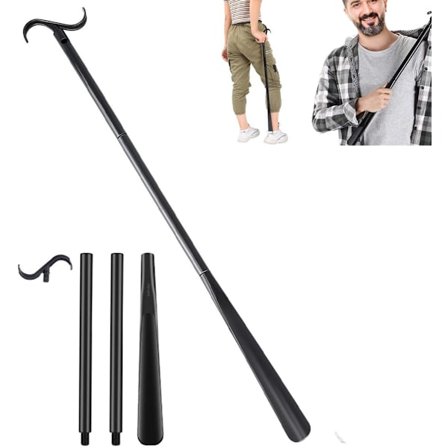 3-i-1 Skohorn Lang 88cm - 3 Længder - Påklædningspind Med Skohorn - Sokkehjælper - Sokkepåtager - Skotrækker - Skohorn - Påklædningspind -