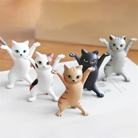 5 ST Anime Höjer Händerna Dansande Katt Modell Katt Ornament Katt Figurer Leksaker för Barnrum Studierum